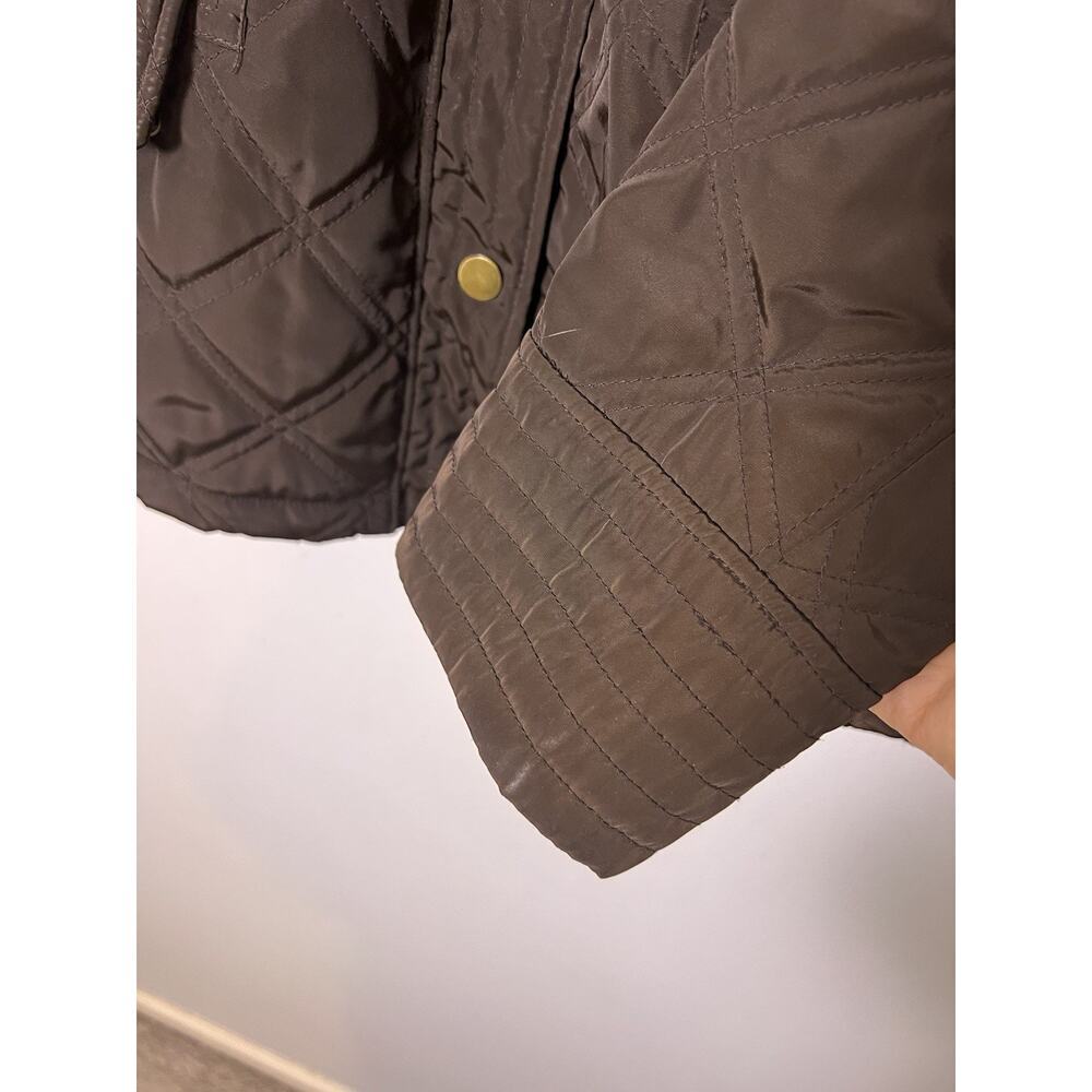 Talbots Womens Quilted Barn Jacket Petite Sz L Brown Snap Button - Picture 8 of 16